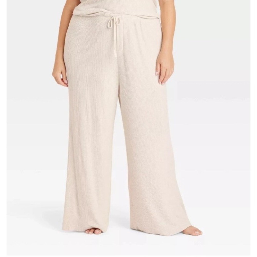 Auden Women's Plus Size‎ XXL Cozy Ribbed Jogger Lounge Pants Oatmeal NWT